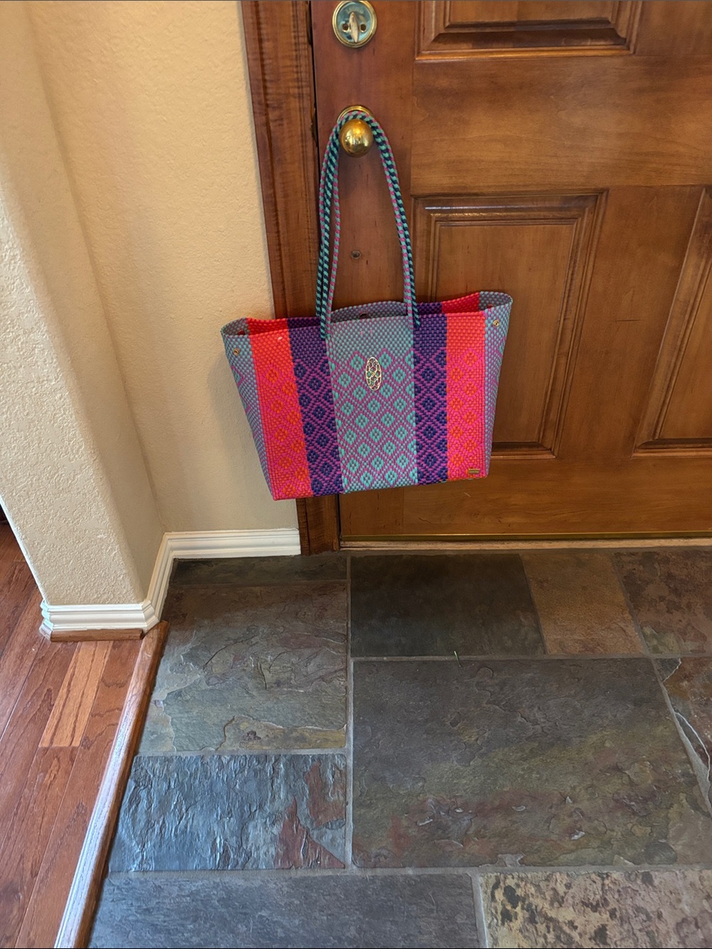 Colorful Woven Tote Bag & Wallet by Lola’s Bag - Multi Color